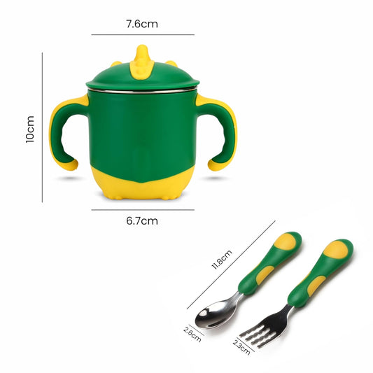 Stainless Steel Sipper with Spoon/Fork Set for Baby