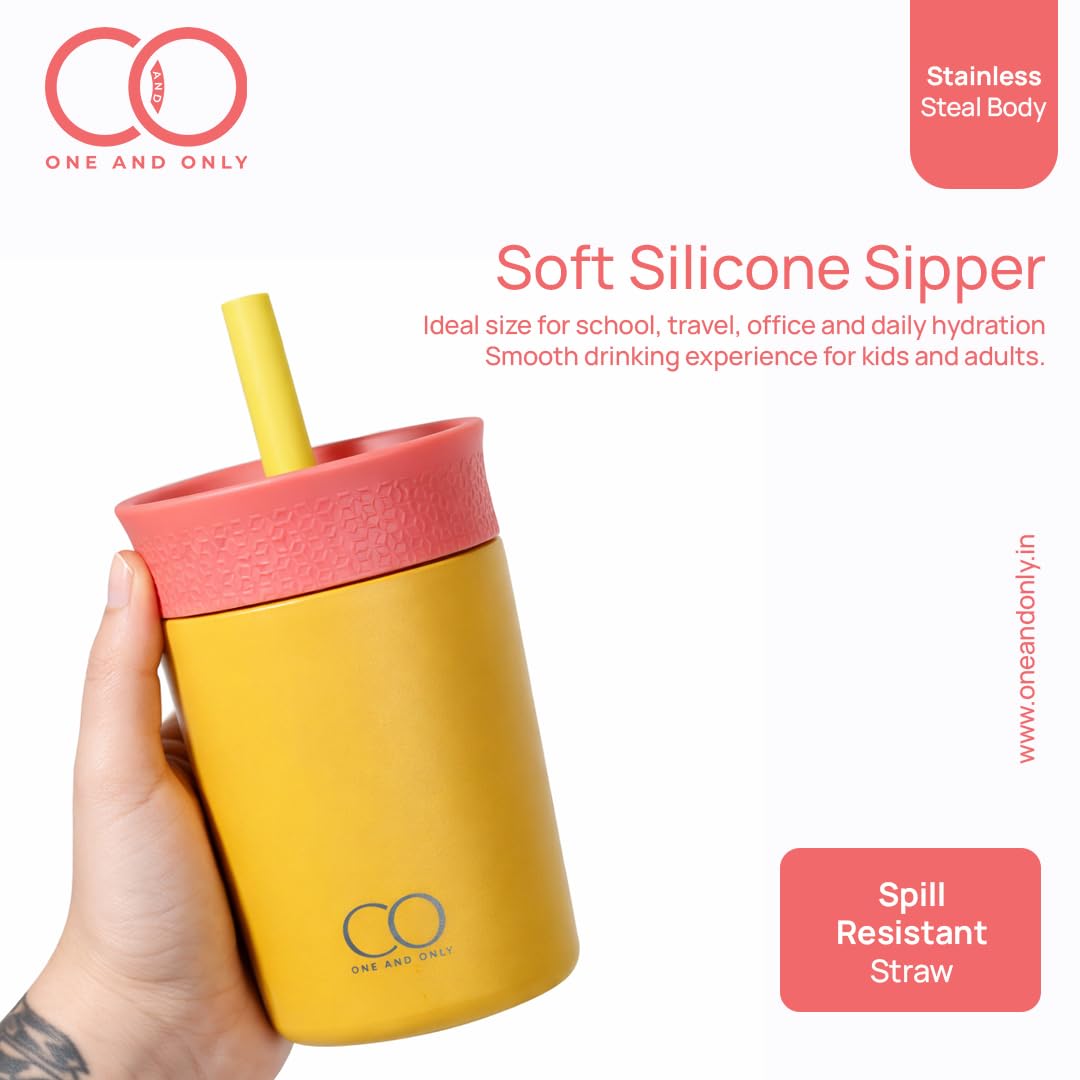 Steel Sipper 350ml, Yellow/Green