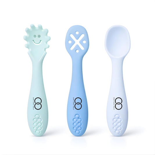 Baby Training Spoon Set, Multi 3 Silicone Spoon