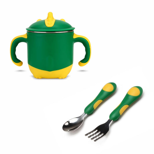 Stainless Steel Sipper with Spoon/Fork Set for Baby