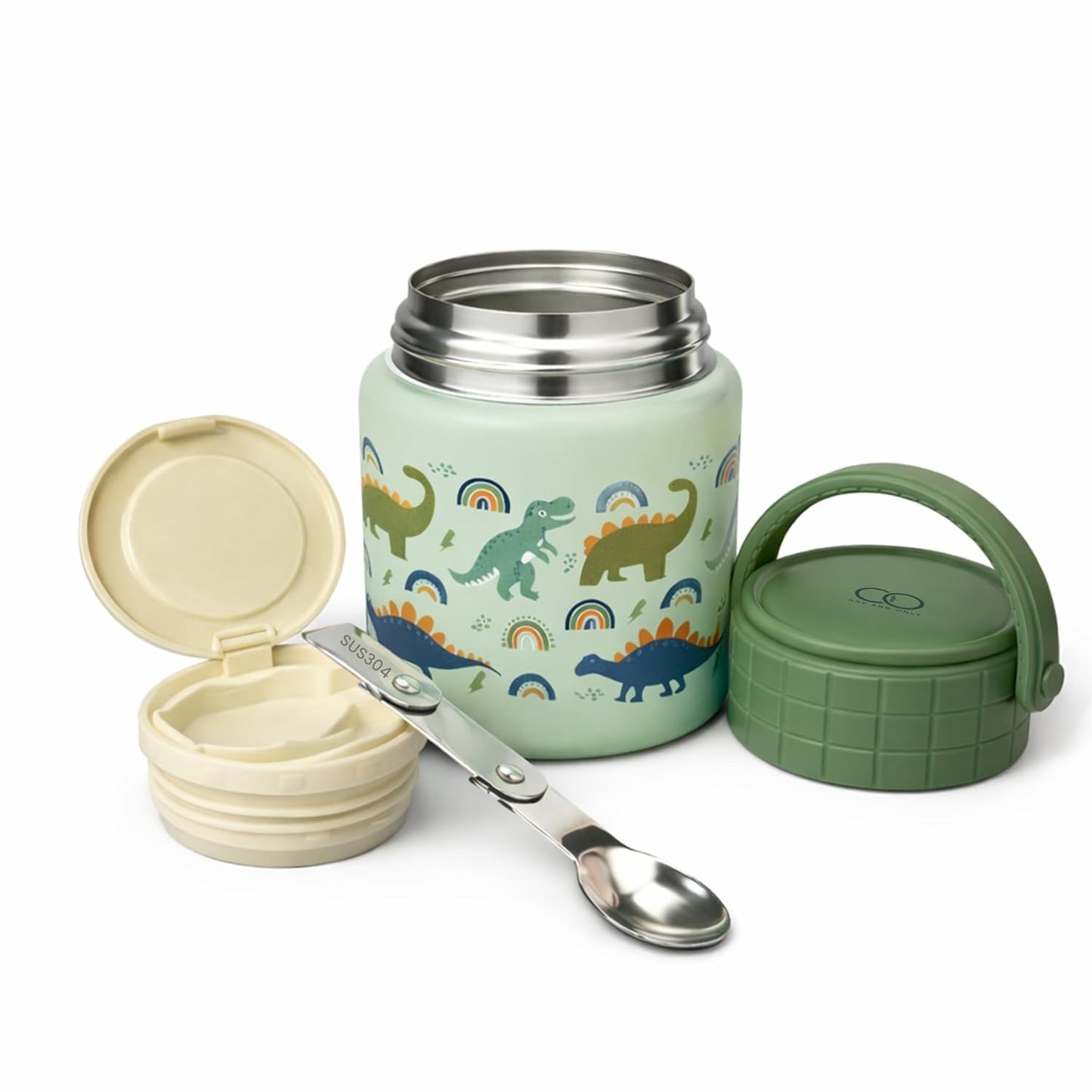 Stainless Steel Kids Lunch Box with Foldable Spoon