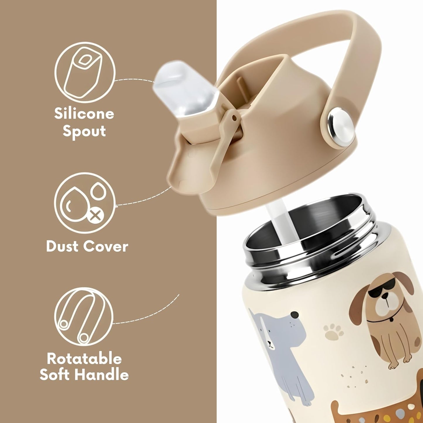 ONE AND ONLY Water Bottle Steel Cartoon Printed