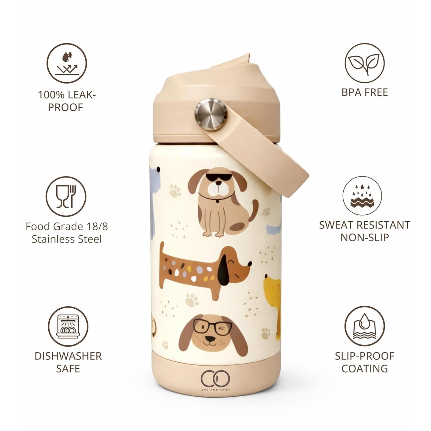 ONE AND ONLY Water Bottle Steel Cartoon Printed