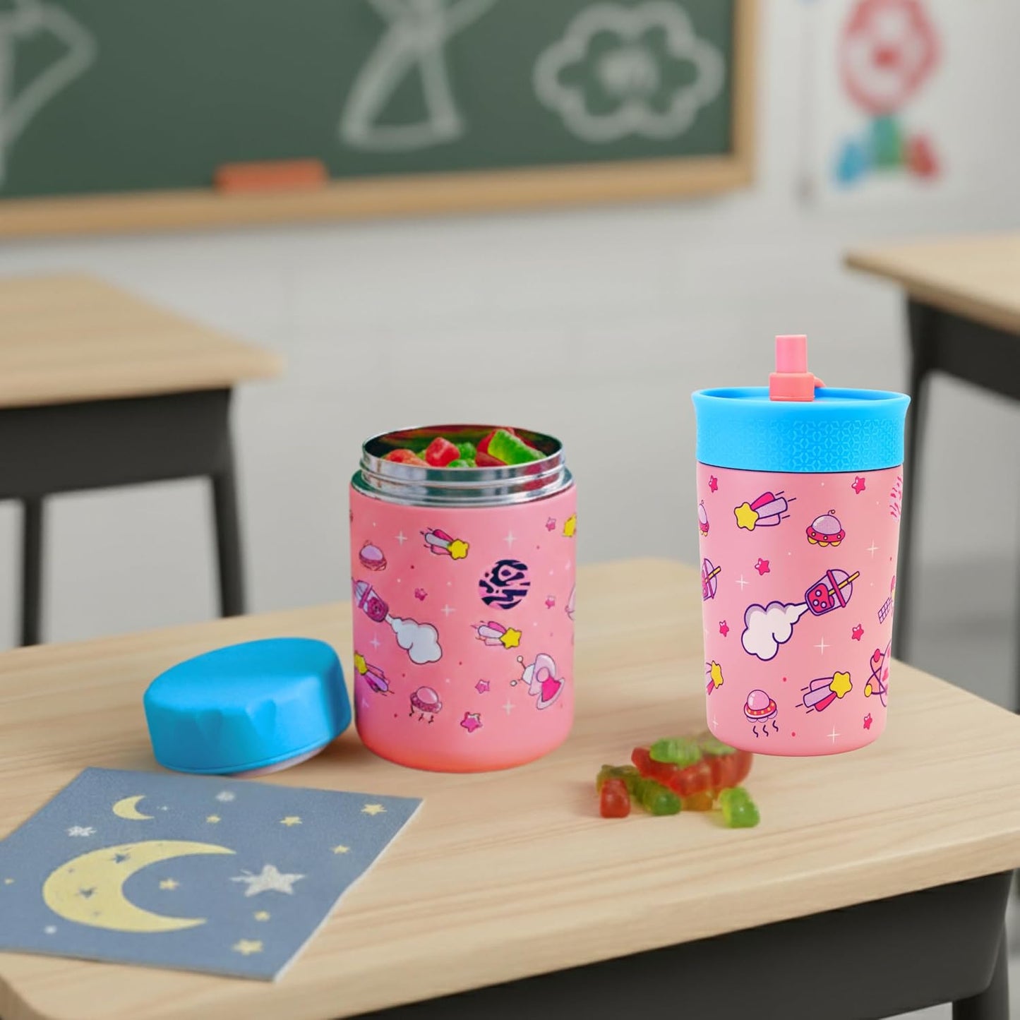 Space Explorer Printed Kids Lunch & Sipper Combo Set