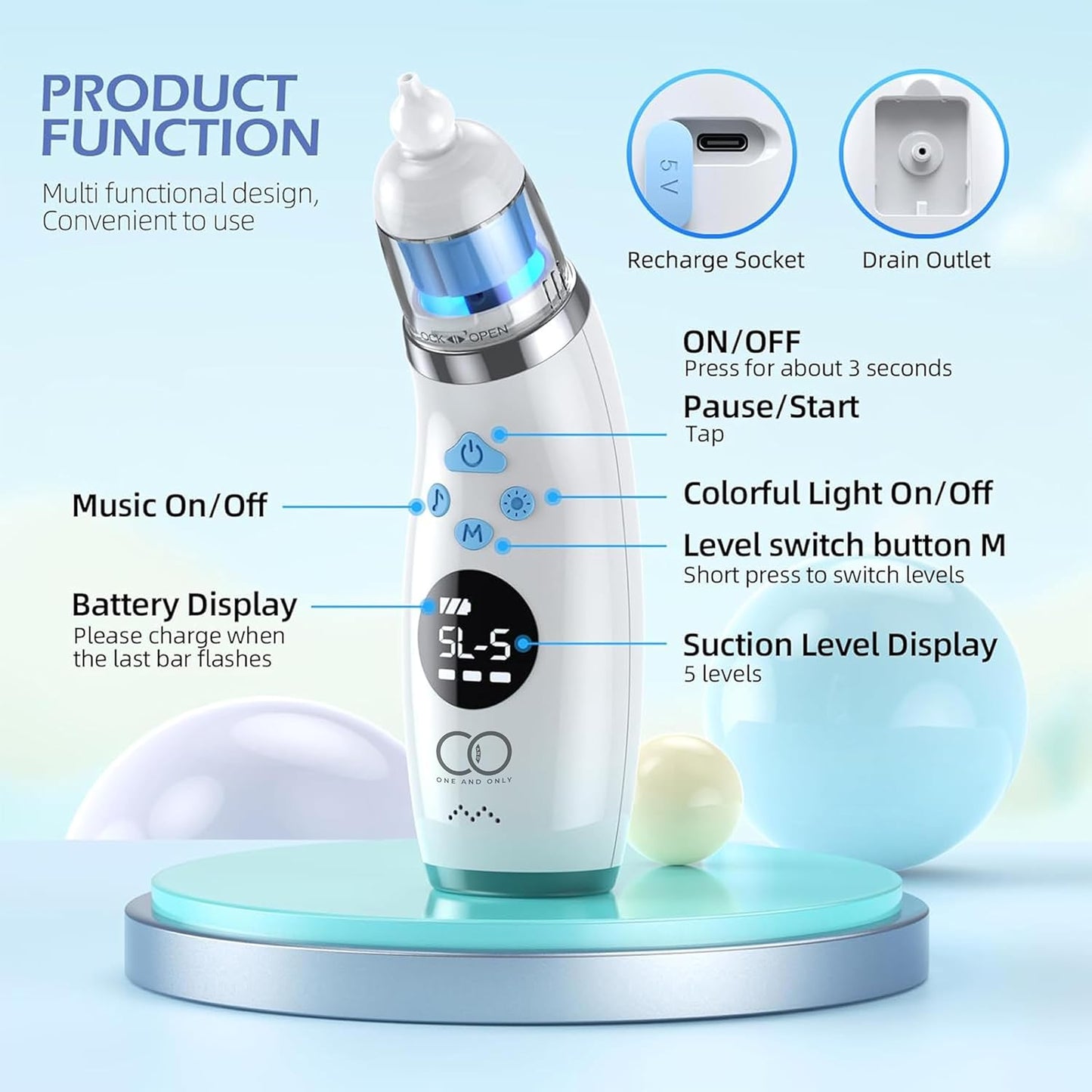 Nasal Aspirator Electric White Nose Cleaner