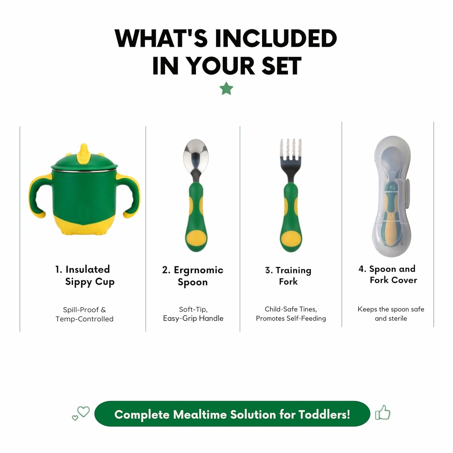 Stainless Steel Sipper with Spoon/Fork Set for Baby