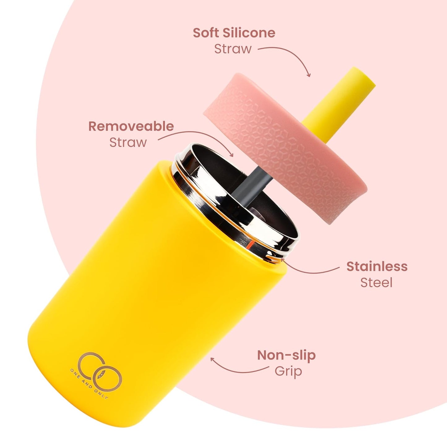 Steel Sipper 350ml, Yellow/Green