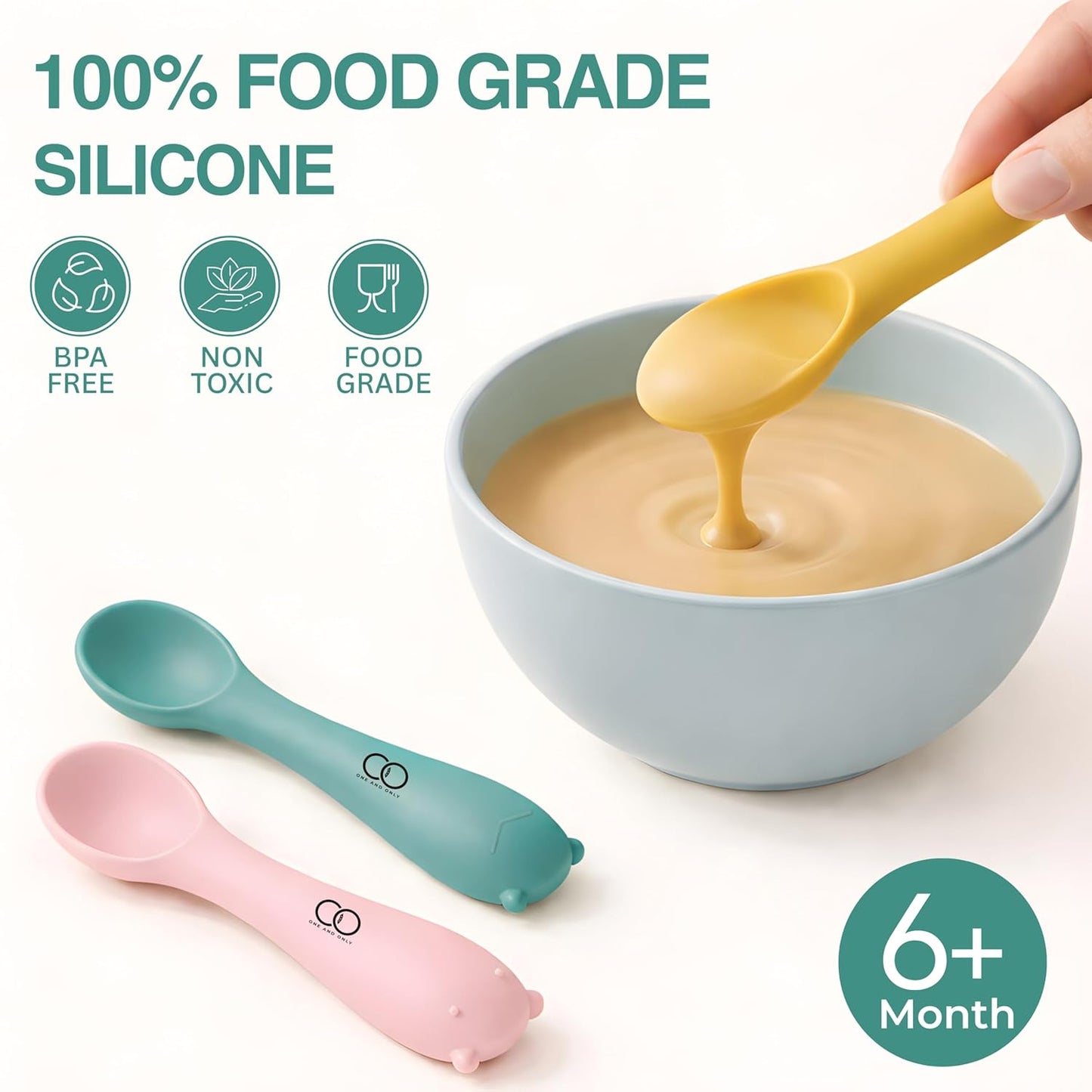Baby Training Spoon Set, Multicolor-3 Silicone