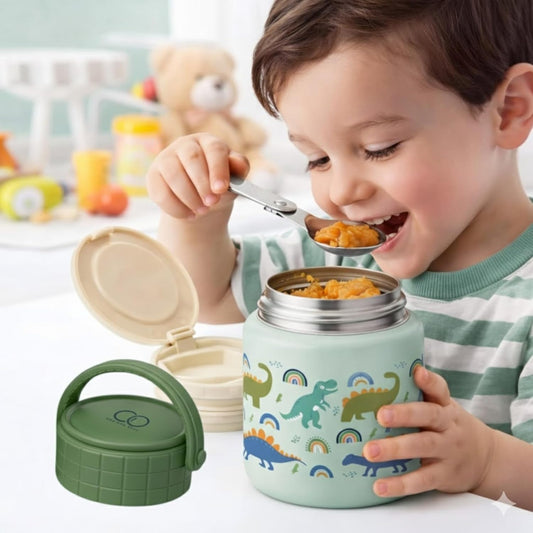 Stainless Steel Kids Lunch Box with Foldable Spoon