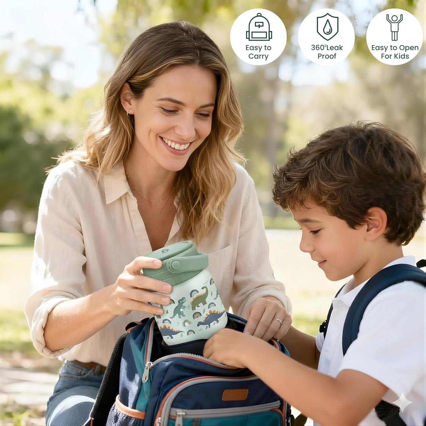 Stainless Steel Kids Lunch Box with Foldable Spoon